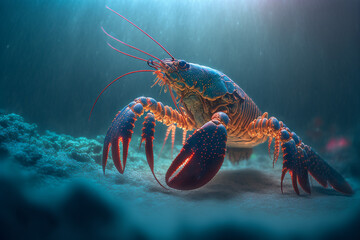 An extremely sharp and detailed portrait of lobster macro. Generative AI. Detailed lobster. The best picture of a lobster.