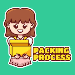 Cute and funny girl sticker illustration