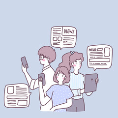 People use smartphones to receive news in their daily life.