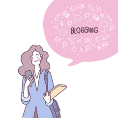 Video blogger making video for blog or vlog review