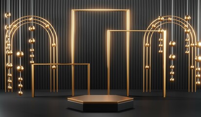 Obraz premium 3D rendering of backdrop black podium background show room for black friday products and sale banner