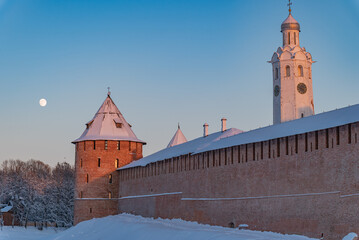 view on the old russian kremlin in winter