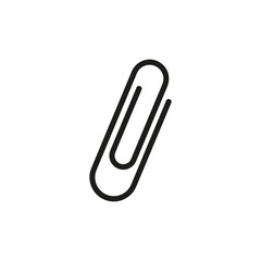 Paper clip. Black icon of paper clip isolated on white background. Silhouette of paper clip. Vector illustration