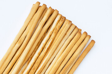 Bread sticks on white background