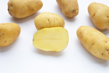 Raw potatoes isolated on white background