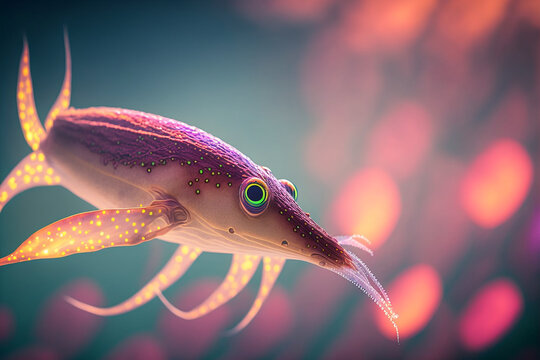 An extremely sharp and detailed portrait of squid macro. Generative AI. Detailed squid. The best picture of a squid.