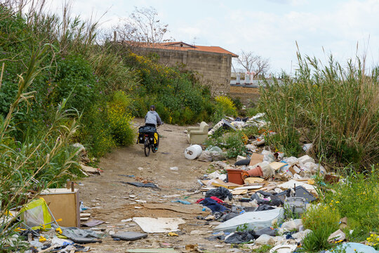 Illegal waste dump in southern Italy, Calabria  