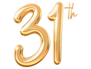 Anniversary 31th 3d gold number with generative AI