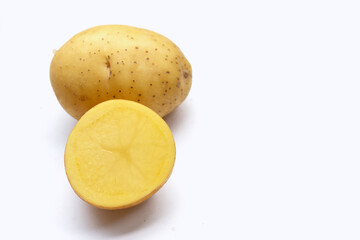 Raw potatoes isolated on white background