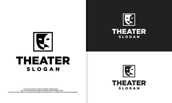 logo illustration vector graphic of theater mask.