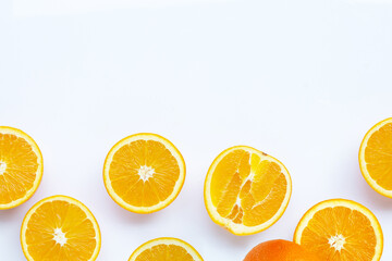 High vitamin C, Juicy and sweet. Fresh orange fruit  on white.