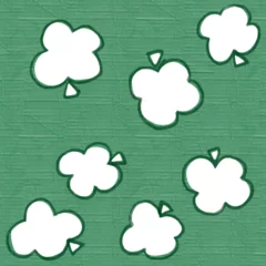 Fotobehang khaki green and white clovers seamless pattern for fabric and wallpaper. © KIKI ANDROMEDA