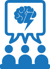 Team brainstorm icon, team strategy icon blue vector
