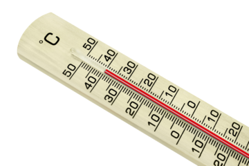 Thermometer aus Holz und Temperatur 40 Grad Celsius  Hintergrund transparent PNG cut out