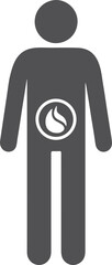 Body human with metabolic circulation icon, digestion icon black vector