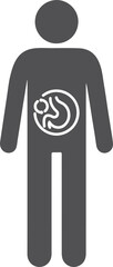Body human with metabolic circulation icon, digestion icon black vector