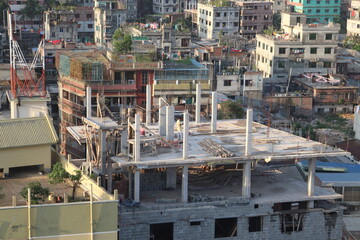 Construction of houses in Bangladesh.