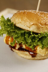 Japanese omelet with red wine sauce burger