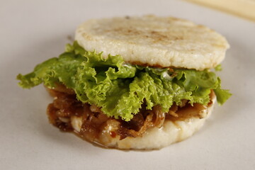Japanese beef yakiniku rice burger