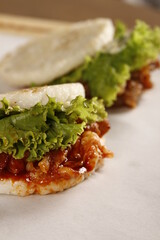 Japanese buta kimchi rice burger