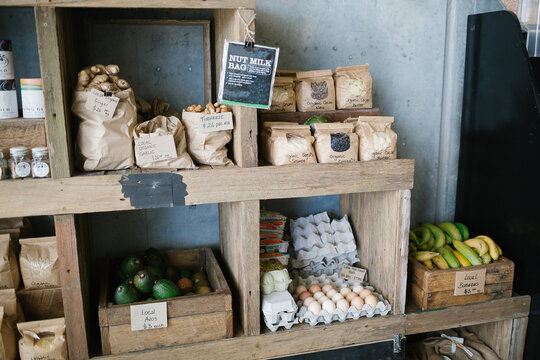 Horizontal shot of a organic store