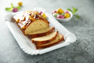 Homemade Easter cake with orange marmalade