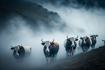 Cows lost in the fog