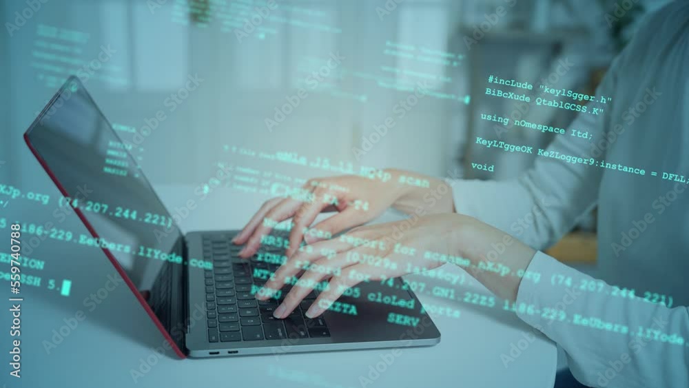 Poster pc user and digital data concept. digital transformation. information communication technology.