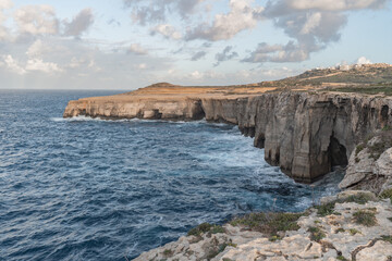 Fototapeta na wymiar Cliffs and the sea views of Gozo island. 