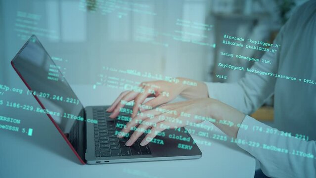 PC user and Digital data concept. Digital transformation. Information communication technology.