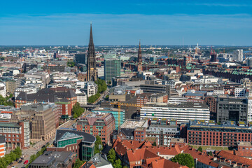 Fototapeta na wymiar views from the top of the bell tower of St. Michael's Church, Hamburg, Germany