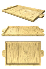 soft wooden plate 3D rendering isolated on transparent background for display product. PNG file