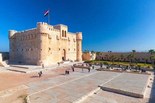 The Citadel of Qaitbay or the Fort of Qaitbay on a sunny day