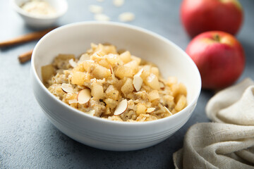 Homemade oatmeal porridge with apples