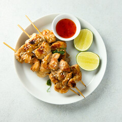 Chicken skewers with sweet chili and lime