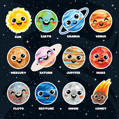 Hand Drawn Colorful Space Elements