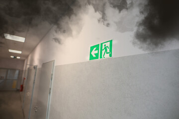 smoke in office building and corridor