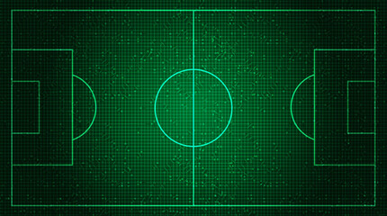 Green Football field on Digital Technology Background,vector.