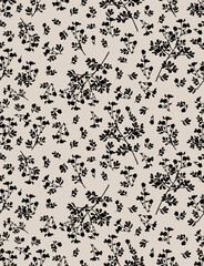 flowers herbs silhouette vector seamless pattern