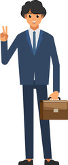 cartoon business man wear suit ,png