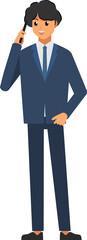 cartoon business man wear suit ,png