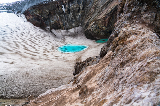 Lake in volcanic crater, Mutnovsky, Kamchatka Peninsula, Russia