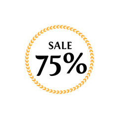 Sale 75 Percent label with laurel wreath