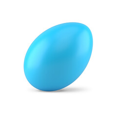 Blue glossy Easter egg 3d icon illustration. Minimalist chicken nourishment product