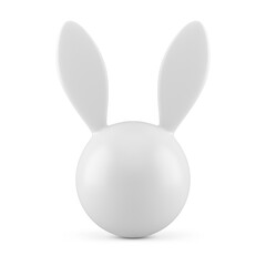 Easter bunny white ceramic bauble sphere with long ears seasonal spring holiday decor 3d
