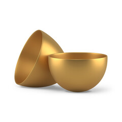 Easter egg golden box two halves eggshell container for present surprise 3d icon realistic illustration