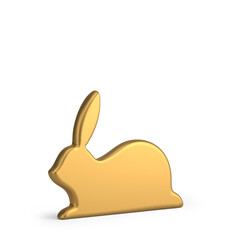 Easter rabbit golden metallic slim bauble festive decor element 3d icon realistic illustration