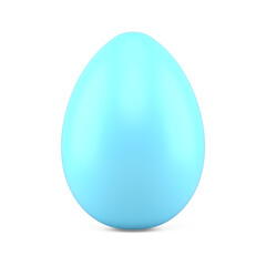 Blue glossy Easter egg 3d icon illustration. Minimalist chicken nourishment product