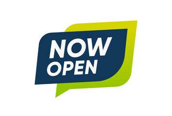 Now Open isolated banner illustration vector design
