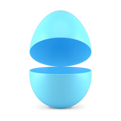 Blue egg Easter box open container for festive surprise decor element 3d icon realistic illustration